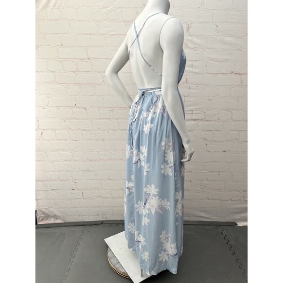 Simplee Women's Sexy Deep V Neck Backless Floral Print Split Maxi Party Dress L - Picture 7 of 12